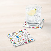 Gay Pride Doodle Pattern Vierkante Kartonnen Onderzetter (Insitu)