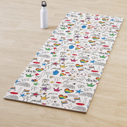 Gay Pride Doodle Pattern Yogamat (In situ)