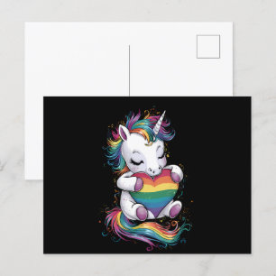 Gay Pride Eenhoorn Hart Regenboog Vlag LGBT Briefkaart