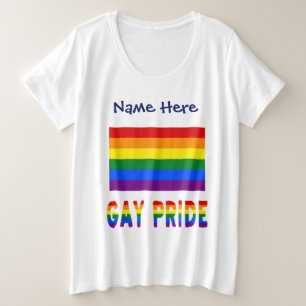 Gay Pride en Rainbow Flag gepersonaliseerd Grote Maat T-shirt