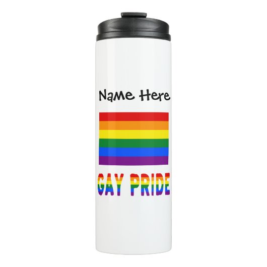 Gay Pride en Rainbow Flag gepersonaliseerd Thermosbeker (Voorkant)