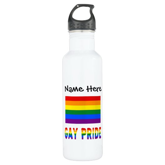 Gay Pride en Rainbow Flag gepersonaliseerd Waterfles (Voorkant)