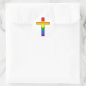 Gay Pride Flag Cross Ronde Sticker (Tas)