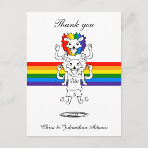 Gay Pride Flag Funny Lions Wedding Bedankt Briefkaart