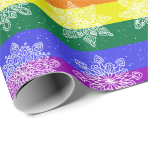 Gay Pride Flag Kerstmis Snoflake Patroon Cadeaupapier
