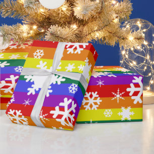 Gay Pride Flag Kerstmis Snowflake Patroon Cadeaupapier