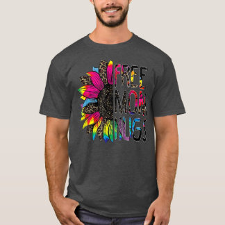 Gay Pride Free Mam Hugs Sunflower Leopard Rainbow T-shirt
