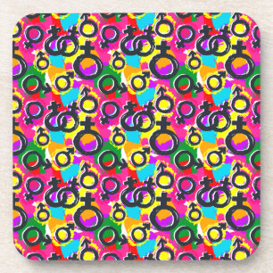 Gay Pride Gender Neon Pattern Bier Onderzetter