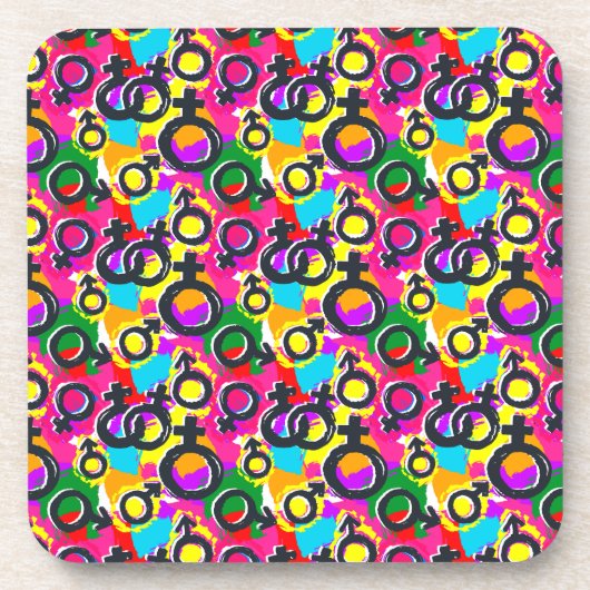 Gay Pride Gender Neon Pattern Bier Onderzetter (Voorkant)