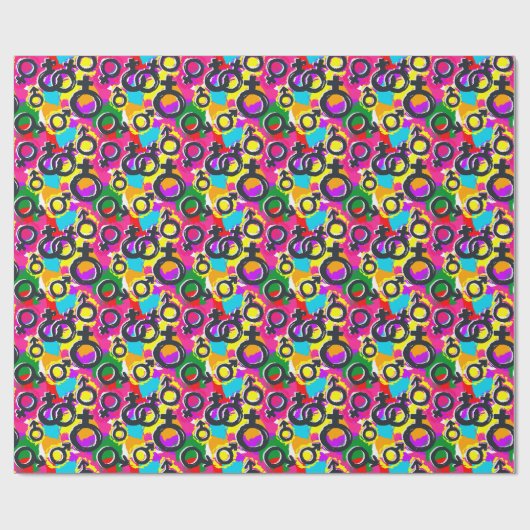 Gay Pride Gender Neon Pattern Cadeaupapier (Vlak)