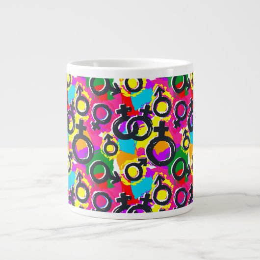 Gay Pride Gender Neon Pattern Extra Grote Beker (Voorkant)
