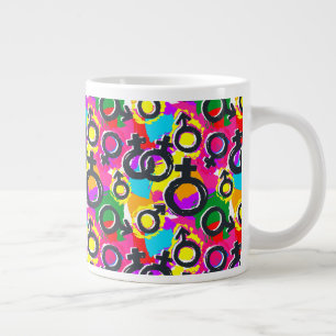 Gay Pride Gender Neon Pattern Extra Grote Beker