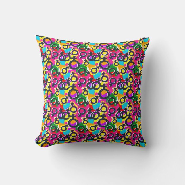 Gay Pride Gender Neon Pattern Kussen (Voorkant)
