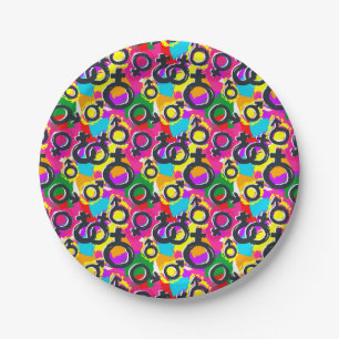 Gay Pride Gender Neon Pattern Papieren Bordje