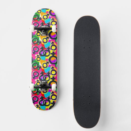 Gay Pride Gender Neon Pattern Skateboard (Voorkant)