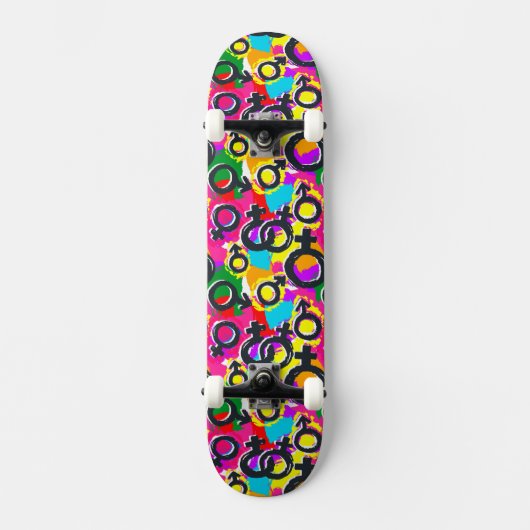 Gay Pride Gender Neon Pattern Skateboard (Voorkant)