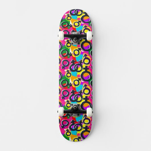 Gay Pride Gender Neon Pattern Skateboard (Voorkant)