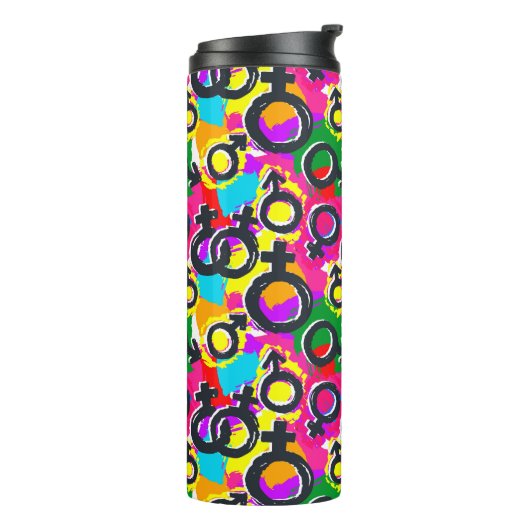 Gay Pride Gender Neon Pattern Thermosbeker (Gedraaid links)