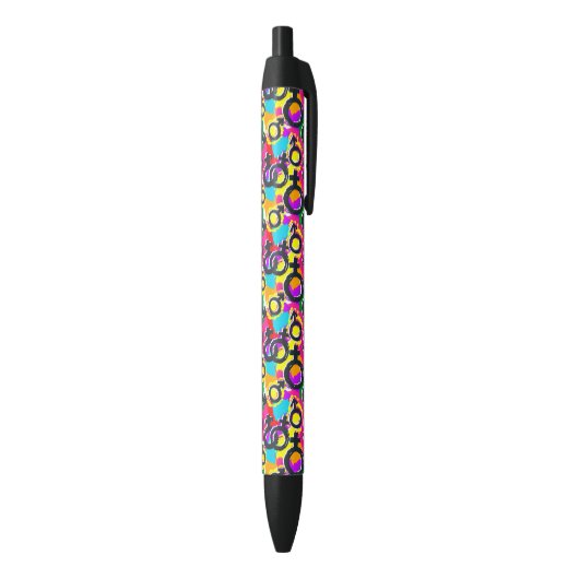 Gay Pride Gender Neon Pattern Zwarte Inkt Pen (Achterkant (Verticaal))