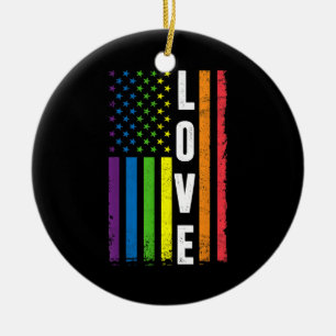Gay Pride Gifts Mannen Vrouwen LGBT Regelboog Vlag Keramisch Ornament