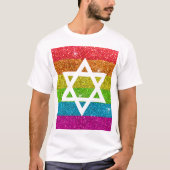 Gay Pride Glitter LGBTQIA Joodse ster van David T-shirt (Voorkant)