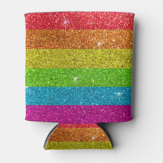 Gay Pride Glitter Rainbow Stripes LGBTQ Equality Blikjeskoeler (Voorkant)