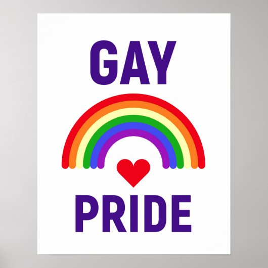 Gay Pride | Hart en regenboog Poster (Voorkant)
