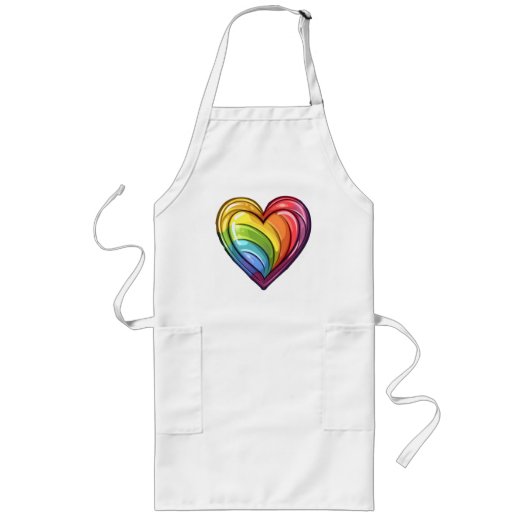 Gay pride hart ontwerp lang schort (Voorkant)