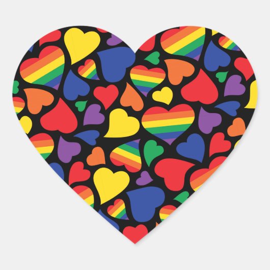 Gay Pride Hearts Pattern Sticker (Voorkant)