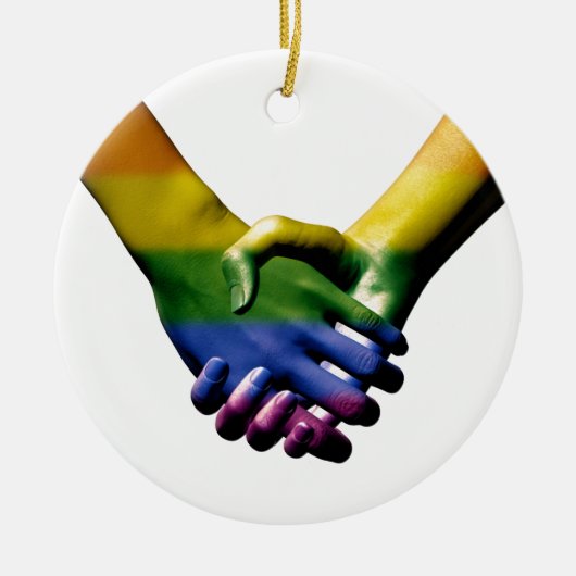 Gay Pride Holding Hands Keramisch Ornament (Voorkant)
