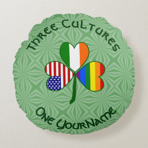 Gay Pride Ierland USA Shamrock Vlag Gepersonalisee Rond Kussen