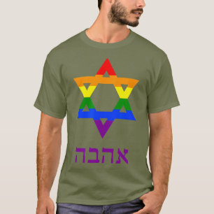 Gay Pride Jewish Star van David Hebrew Love Flag T-shirt