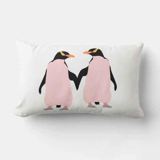 Gay Pride Lesbian Penguins Holding Hands Kussen (Voorkant)