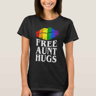 Gay Pride Lesbian Rainbow Lips LGBTQ Free tante Hu T-shirt