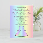 Gay Pride Lesbian Wedding Reception Uitnodiging (Staand voorkant)