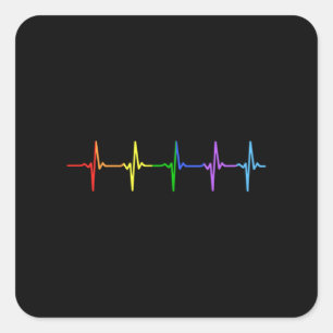 Gay Pride LGBT hartslag Pulse 4 Vierkante Sticker