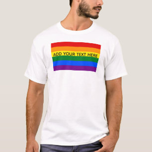 Gay pride LGBT Rainbow Stripes Aangepaste tekst T-shirt