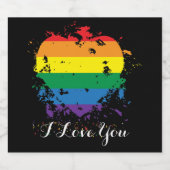 Gay Pride Love Heart Sparkling Wijnetiket (Enkel label)