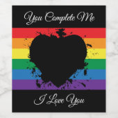 Gay Pride Love Heart Wijn Etiket (Enkel label)