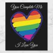 Gay Pride Love Heart Wijn Etiket (Enkel label)