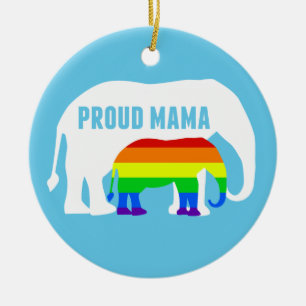 Gay Pride Ma Proud Mama Elephant Rainbow LGBTQ Keramisch Ornament