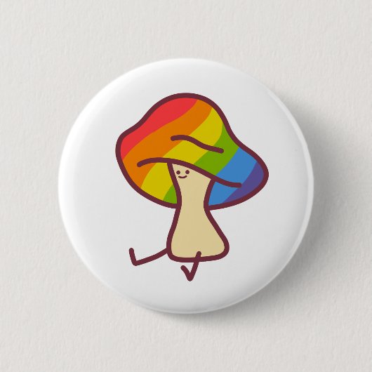Gay Pride Mushroom Pin Ronde Button 5,7 Cm (Voorkant)