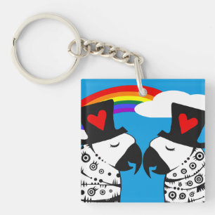 Gay Pride Parrots met regenboog Sleutelhanger