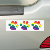 Gay-Pride-Paw-Print Bumpersticker (Op auto)