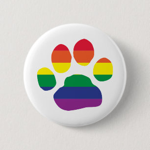 Gay-Pride-Paw-Print Ronde Button 5,7 Cm