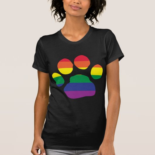 Gay Pride Paw Print T-shirt (Voorkant)