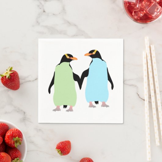 Gay Pride Penguins Holding Hands Servetten (Insitu)