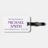 Gay Pride Rainbow Cake Paars Heart Monogram Bagagelabel (Achterkant horizontaal)