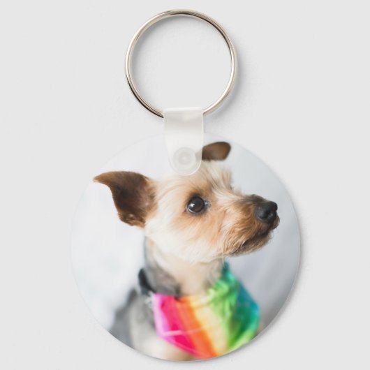 Gay Pride Rainbow Dog | Yorkshire Terrier Sleutelhanger (Voorkant)