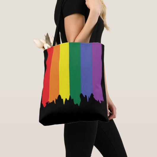 Gay Pride Rainbow Dripping Paint Draagtas (Dichtbij)